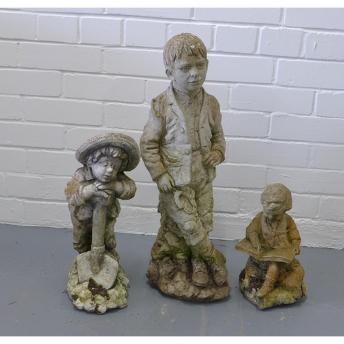 323 - Three garden ornament of children, 22 x 61cm. (3)