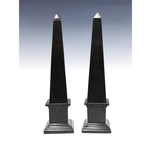 339 - Pair of bronze obelisk, 37cm high (2)