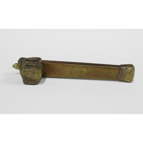 374 - Brass Divid / travelling pen / scribe box, 22cm long