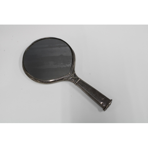 380 - George V silver mounted and tortoiseshell hand mirror, Birmingham 1923