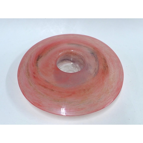 394 - Large pink art glass bowl, 38cm diameter