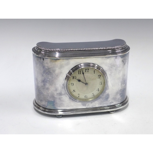 408 - Early 20th century silver plated mantel clock, with French movement, 23 x 17cm