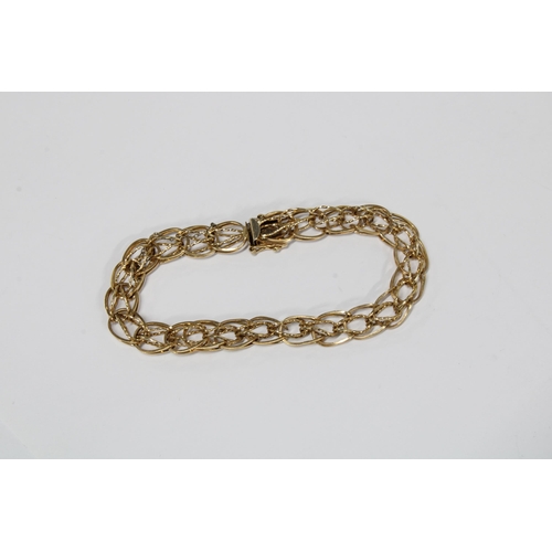 48 - Gold fancy link bracelet, clasp stamped 10k