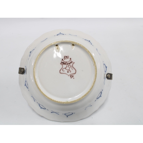 63 - Silver handled Dutch Delft bowl, 16cm diameter