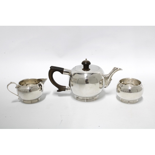 66 - Miniature George V silver three piece teaset, Edward & Sons, Glasgow 1934