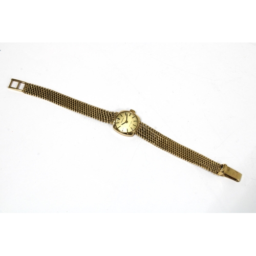 80 - TISSOT, Ladies vintage 9ct gold wristwatch on a 9ct gold bracelet strap