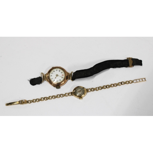 81 - FAVRE LEUBA, Ladies vintage 9ct gold wristwatch on a 9ct gold bracelet strap together with a Ladies ... 