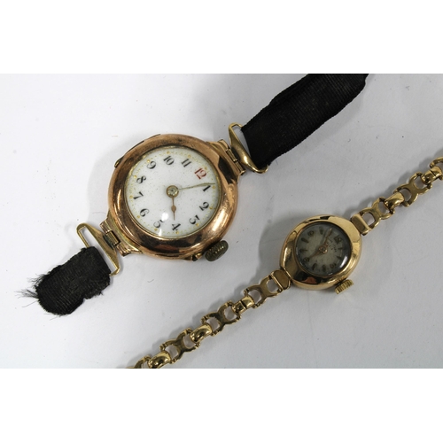 81 - FAVRE LEUBA, Ladies vintage 9ct gold wristwatch on a 9ct gold bracelet strap together with a Ladies ... 