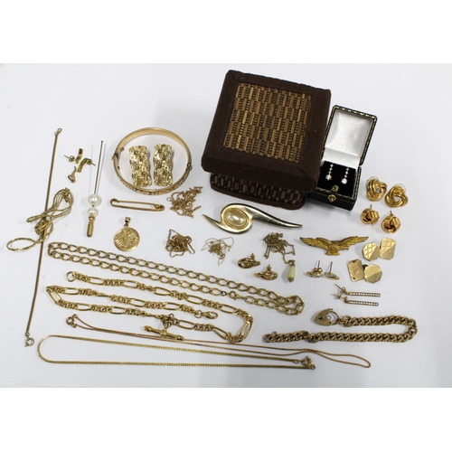 94 - A quantity of gold plated and gilt metal costume jewellery together with a pair of paste set drop ea... 