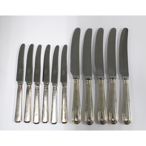 98 - Set of silver handled fruit knives and five silver handled table knives (11)