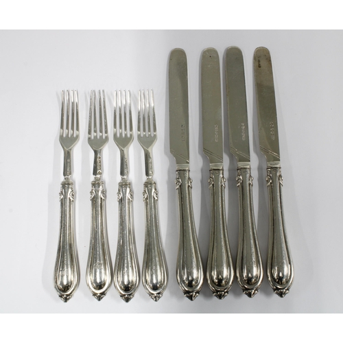 99 - Set of four silver fruit knives and forks, Sheffield 1878 (8)