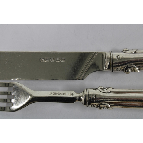 99 - Set of four silver fruit knives and forks, Sheffield 1878 (8)