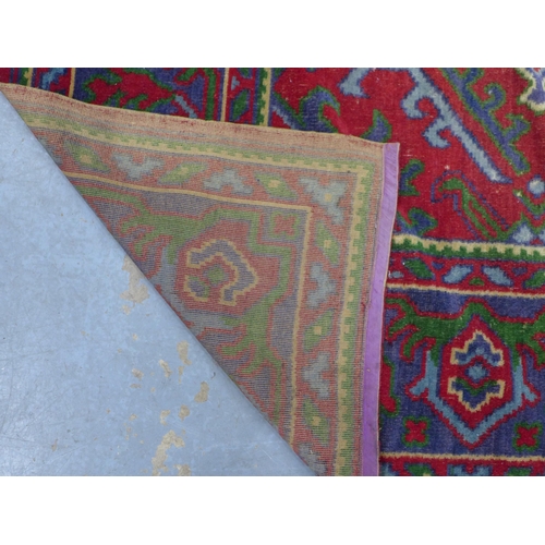 362 - Dutch chenille table cloth, claret ground with Turkish inspired pattern, (with some signs of wear) 1... 