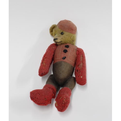 367 - Early 20th century Bell boy, Yes/No automaton bear, perhaps by Schuco, with felt clothing, stitched ... 