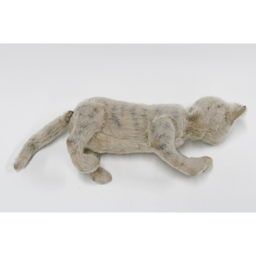 368 - Early 20th century automaton striped cat with wagging tail and moving head, perhaps by Schuco, 31cm ... 