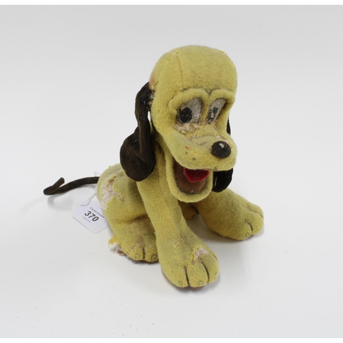 370 - Vintage Disney Pluto stuffed toy, early production with signs of wear, 20cm high