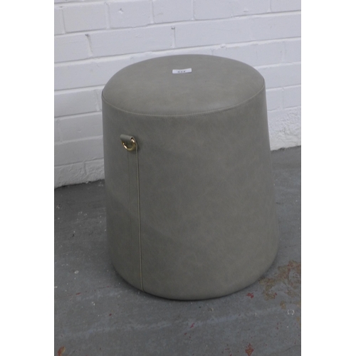 434 - Contemporary grey vinyl upholstered side table / stool, 40cm high