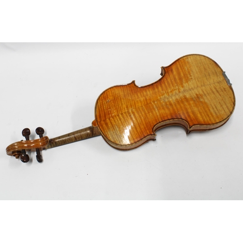 456 - German full size violin, with bow and case, 60 x 21cm.