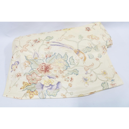 457 - Roll of pale yellow floral fabric.