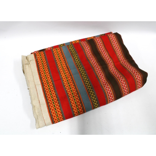 359 - A South American inspired Scottish shawl, with red ground and coloured threads 180 x 173cm