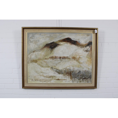 104 - JOAN RENTON R.S.W., S.S.A., S.S.W.A. (SCOTTISH 1935-) Untitled landscape oil on canvas, signed lower... 