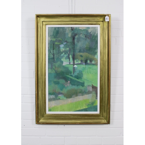 105 - ERIC DOBSON (1923-1992) GREEN PARK LANDSCAPE, oil on canvas, signed with initials, framed with label... 