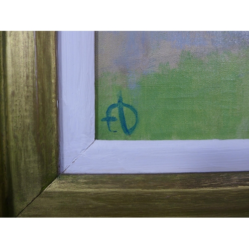 105 - ERIC DOBSON (1923-1992) GREEN PARK LANDSCAPE, oil on canvas, signed with initials, framed with label... 