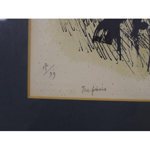 119 - THE PICNIC, a screenprint, with blind stamp, pencil signed and numbered 17/99, framed under glass, 6... 