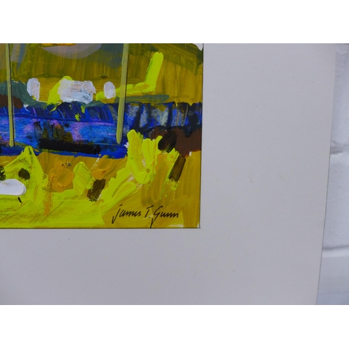 130 - JAMES THOMSON GUNN  (Scottish 1932 - 2009) mixed media on card, with card mount but unframed, signed... 