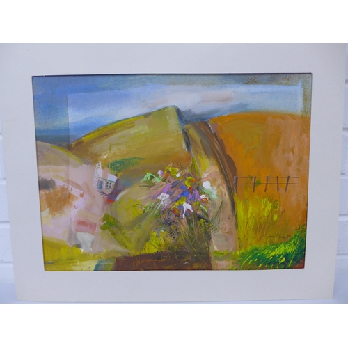 132 - JAMES THOMSON GUNN (Scottish 1932 - 2009) mixed media on card, with card mount but unframed, signed ... 