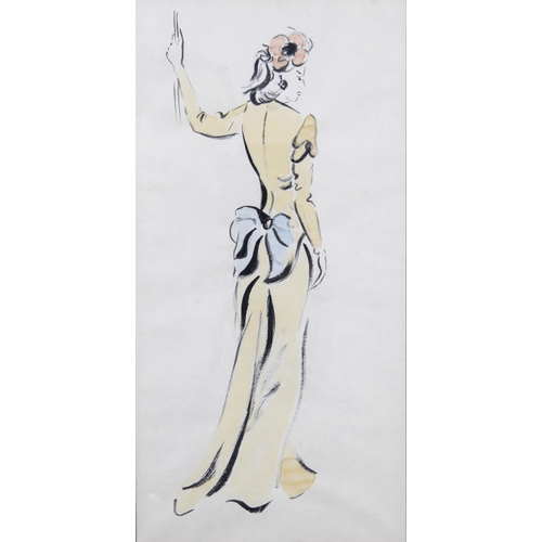 19 - EARLY 20TH CENTURY fashion watercolour, unsigned, framed under glass, 17 x 24cm