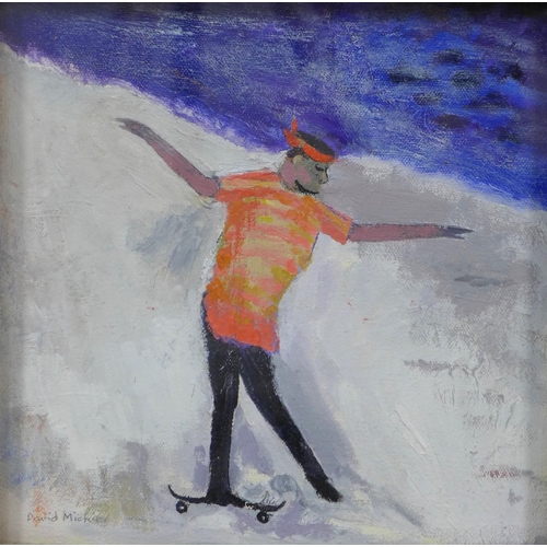 67 - DAVID MICHIE O.B.E., R.S.A., R.G.I., F.R.S.A (SCOTTISH 1928-2015) SKATEBOARDER WITH ORANGE BANDANA, ... 