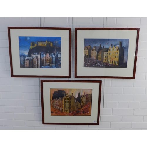 77 - MICHAEL MCVEIGH (SCOTTISH b1957) set of three Edinburgh prints, to include State Visit, framed under... 