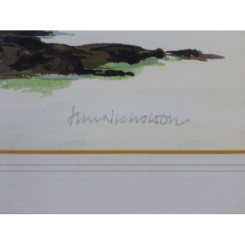 80 - JIM NICHOLSON (SCOTTISH 1924-1996) EAVAL FROM BENBECULA, watercolour, signed bottom right and framed... 