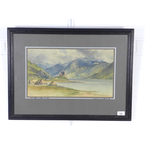 140 - FREDERICK HENRY HENSHAW RSA (1807-1891) LOCH DUICH, KINTAIL, watercolour, signed with initials, titl... 