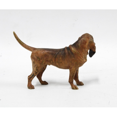 116 - Early 20th century cold painted bronze figure of a Hound, 8.5 x 14cm long