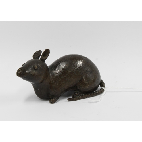 120 - Bronze figure of a rat, likely Japanese, with a textured finish, 11cm long