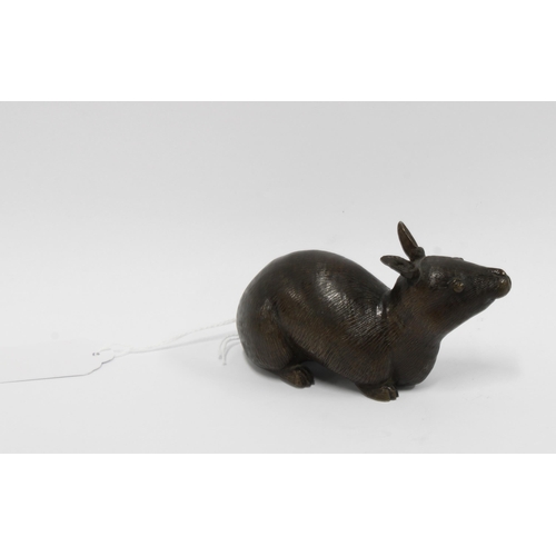 120 - Bronze figure of a rat, likely Japanese, with a textured finish, 11cm long