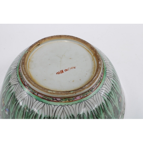 165 - Chinese famille verte bowl, a modern blue and white bowl, Japanese prunus pattern bowl and a faience... 