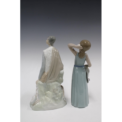 166 - Lladro figure and  Nao figure group (2)