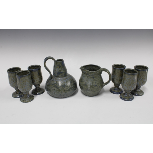 169 - Port Islay studio pottery to include two jugs and six goblets (8)