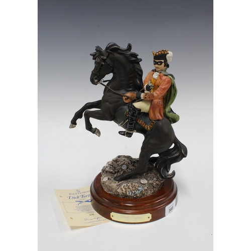 360 - Royal Doulton Dick Turpin, modelled by Graham Tongue, Ltd Ed 436 /5000, on wooden base, 33cm high in... 