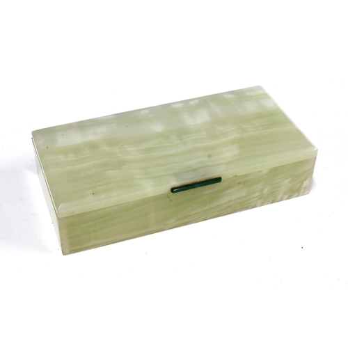 363 - Art Deco green onyx and silver gilt table box, London 1938, 27 x 13cm