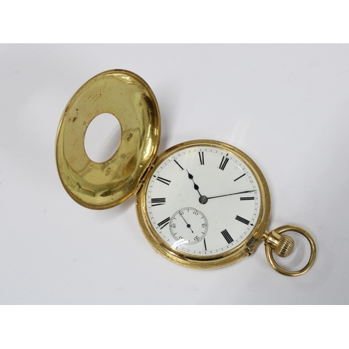 51 - Victorian 18ct gold half hunter pocket watch, London 1880