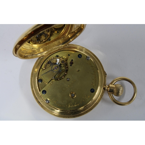 51 - Victorian 18ct gold half hunter pocket watch, London 1880
