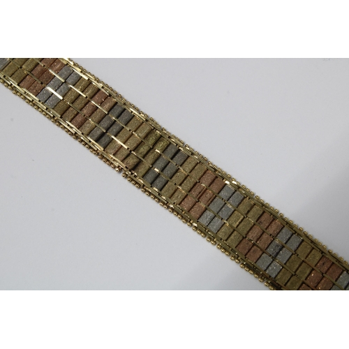 59 - 9ct gold tri colour bracelet, hallmarked and stamped 9ct