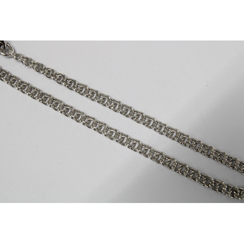 62 - 18ct white gold bracelet with double links, hallmarked and stamped 750