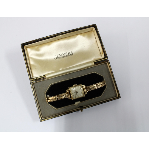 66 - TISSOT, ladies vintage 14ct gold cased wristwatch on a 9ct gold bracelet strap, stamped 375