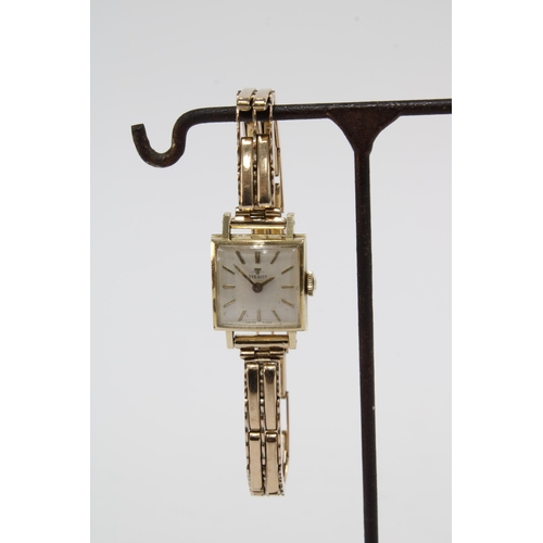 66 - TISSOT, ladies vintage 14ct gold cased wristwatch on a 9ct gold bracelet strap, stamped 375