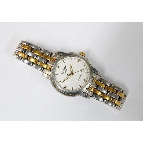 67 - Ladies Tissot 1853 automatic wrist watch the watch with hour baton markers and date aperture, on a b... 